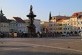 Samson fountain on Square of PÃâ¢emysl Otakar II. in ÃÅeskÃÂ© BudÃâºjovice Royalty Free Stock Photo